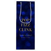 Sac Cadeau Pour Bouteille Sapphire Blue Bokeh Faux Gold Pop Fizz Clink (Devant)