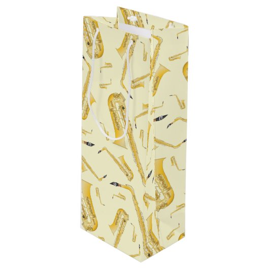 Sac Cadeau Pour Bouteille Saxophone Musicien Groupe Enseignant (Devant Angle)