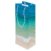 Sac Cadeau Pour Bouteille Scène de plage Mer de Noël et voeux (Dos Angle)