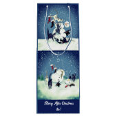 Sac Cadeau Pour Bouteille Scènes amusantes d'une fête de Noël de chat (Dos)