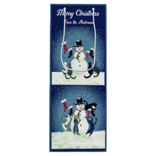 Sac Cadeau Pour Bouteille Scènes amusantes d'une fête de Noël de chat