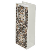 Sac Cadeau Pour Bouteille Schéma floral brillant avec pierre de gemme (Devant Angle)