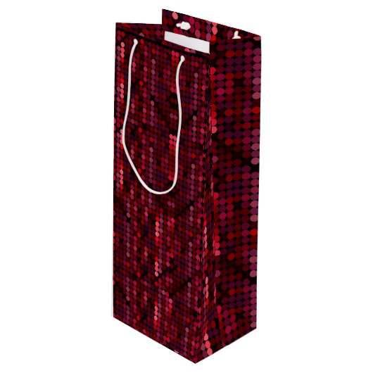 Sac Cadeau Pour Bouteille Séquin Rouge Disco Flashy (Devant Angle)