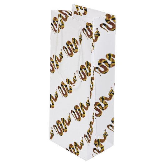 Sac Cadeau Pour Bouteille Serpent Brown et Silhouette Or (Devant Angle)