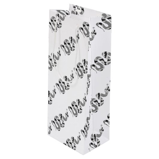 Sac Cadeau Pour Bouteille Serpent gris et silhouette gris clair (Devant Angle)