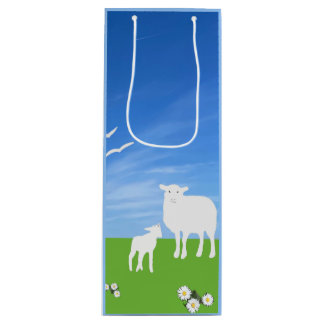 Sac Cadeau Pour Bouteille Sheep and Lamb editable Easter