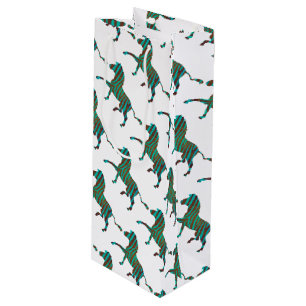 Sac Cadeau Pour Bouteille Silhouette d'impression Brown et Turquoise Zebra