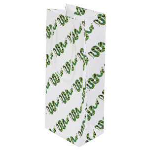 Sac Cadeau Pour Bouteille Silhouette d'impression noir et vert de serpent
