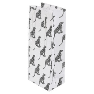 Sac Cadeau Pour Bouteille Silhouette gris léopard et gris clair