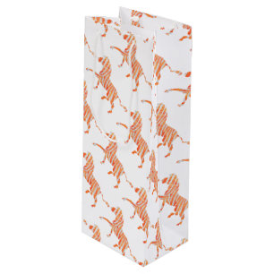 Sac Cadeau Pour Bouteille Silhouette Zèbre orange et blanc