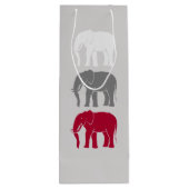 Sac Cadeau Pour Bouteille Silhouettes d'éléphants africains rouges, gris et  (Dos)