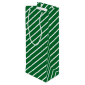 Sac Cadeau Pour Bouteille Simple Chic Diagonal Blancs Sur Vert (Dos Angle)
