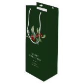 Sac Cadeau Pour Bouteille Simple élégante aquarelle de Noël Botanique (Devant Angle)