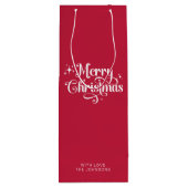Sac Cadeau Pour Bouteille Simple rétro Script Rouge et blanc Joyeux Noël (Dos)