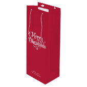 Sac Cadeau Pour Bouteille Simple rétro Script Rouge et blanc Joyeux Noël (Devant Angle)