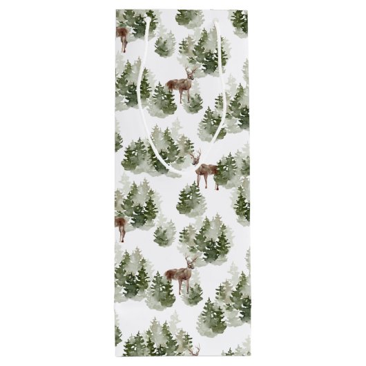 Sac Cadeau Pour Bouteille Simple Russe Forêt d'hiver aquarelle Noël (Dos)