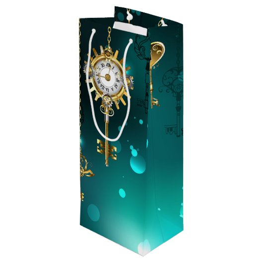 Sac Cadeau Pour Bouteille Skeleton Keys on Green Background (Dos Angle)