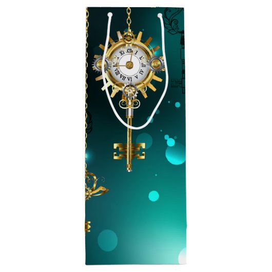 Sac Cadeau Pour Bouteille Skeleton Keys on Green Background (Dos)