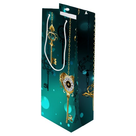 Sac Cadeau Pour Bouteille Skeleton Keys on Green Background (Devant Angle)