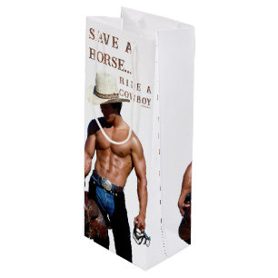 Sac Cadeau Pour Bouteille SlipperyJoe's sauve cheval monter chapeau de cowbo