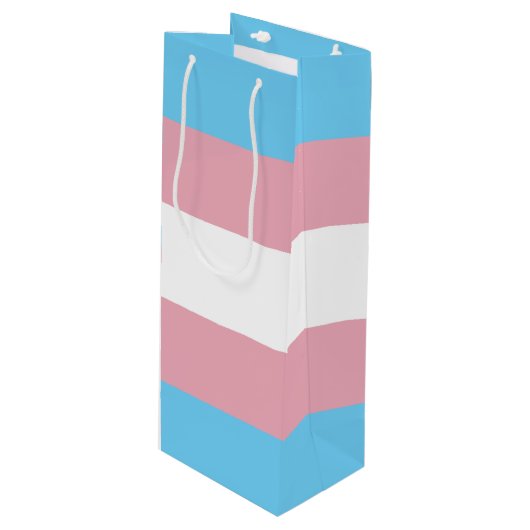 Sac Cadeau Pour Bouteille SlipperyJoe's transgenre pride drapeau de la diver (Devant Angle)