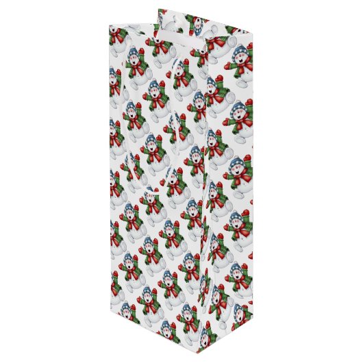 Sac Cadeau Pour Bouteille Snowman (Dos Angle)