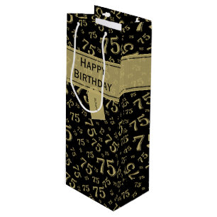 Sac Cadeau Pour Bouteille Soixante-quinzième or heureux et noir de thème de