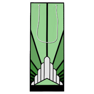 Sac Cadeau Pour Bouteille Soleil Art déco en vert