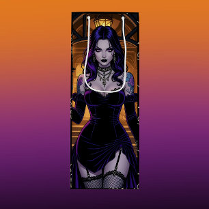 Sac Cadeau Pour Bouteille Sorcière noire et violette avec Halloween Candelab