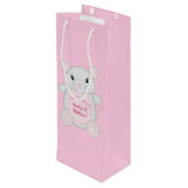 Sac Cadeau Pour Bouteille Souris Baby shower rose (Dos Angle)