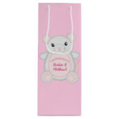 Sac Cadeau Pour Bouteille Souris Baby shower rose (Devant)