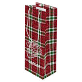Sac Cadeau Pour Bouteille Sparkly Christmas Plaid (Devant Angle)