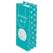 Sac Cadeau Pour Bouteille Starfish Dollar de sable Toutes les occasions Aqua (Devant Angle)