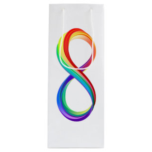 Sac Cadeau Pour Bouteille Symbole d'infinité arc-en-ciel stratifié