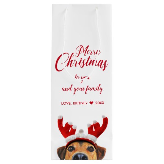 Sac Cadeau Pour Bouteille Sympa Christmas Chien Reindeer Antler Headband (Dos)