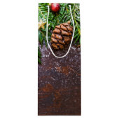 Sac Cadeau Pour Bouteille Table de Noël rustique avec pin et neige (Devant)