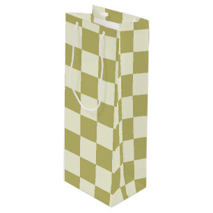 Sac Cadeau Pour Bouteille Tablier en kaki foncé et beige