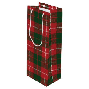 Sac Cadeau Pour Bouteille Tartan Noël Clan MacKinnon Vert Rouge Carreaux