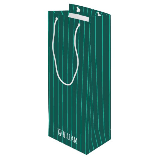 Sac Cadeau Pour Bouteille Teal pinstripes (Dos Angle)