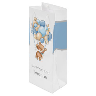 Sac Cadeau Pour Bouteille Teddy Balloon Attendre Anniversaire Garçon