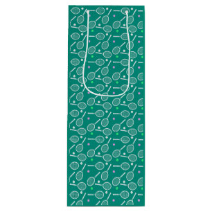 Sac Cadeau Pour Bouteille Tennis Racket Motif Retro Emerald Green