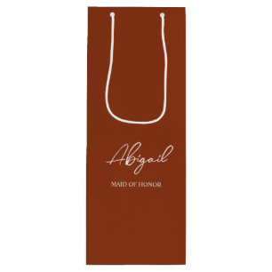 Sac Cadeau Pour Bouteille Terracotta Automne Mariage Personnalisé Nom Fête