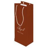 Sac Cadeau Pour Bouteille Terracotta Fall Nom Personnalisé Mariage (Dos Angle)