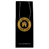 Sac Cadeau Pour Bouteille Texte de logo d'entreprise noir personnalisé (Devant)
