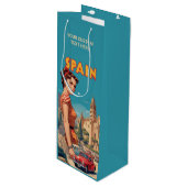 Sac Cadeau Pour Bouteille Texte personnalisé Espagne Vintage (Devant Angle)