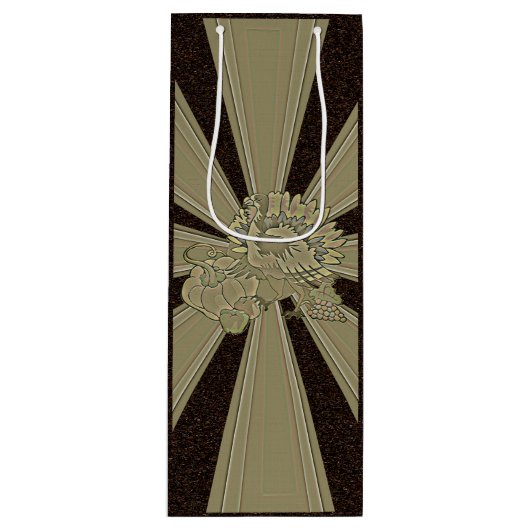 Sac Cadeau Pour Bouteille Thanksgiving Turquie sculpté - (Devant)