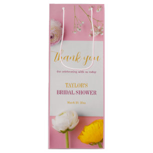 Sac Cadeau Pour Bouteille Thème floral rose pour la fête de mariage