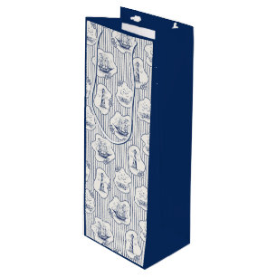 Sac Cadeau Pour Bouteille Thème marin Bleu Bleu Blancs Phare
