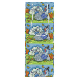 SAC CADEAU POUR BOUTEILLE TIC TAC TOE TURKEY, THANKSGIVING CADEAU - VIN