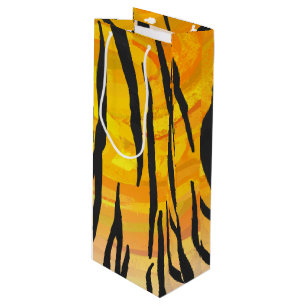 Sac Cadeau Pour Bouteille Tiger noir et orange